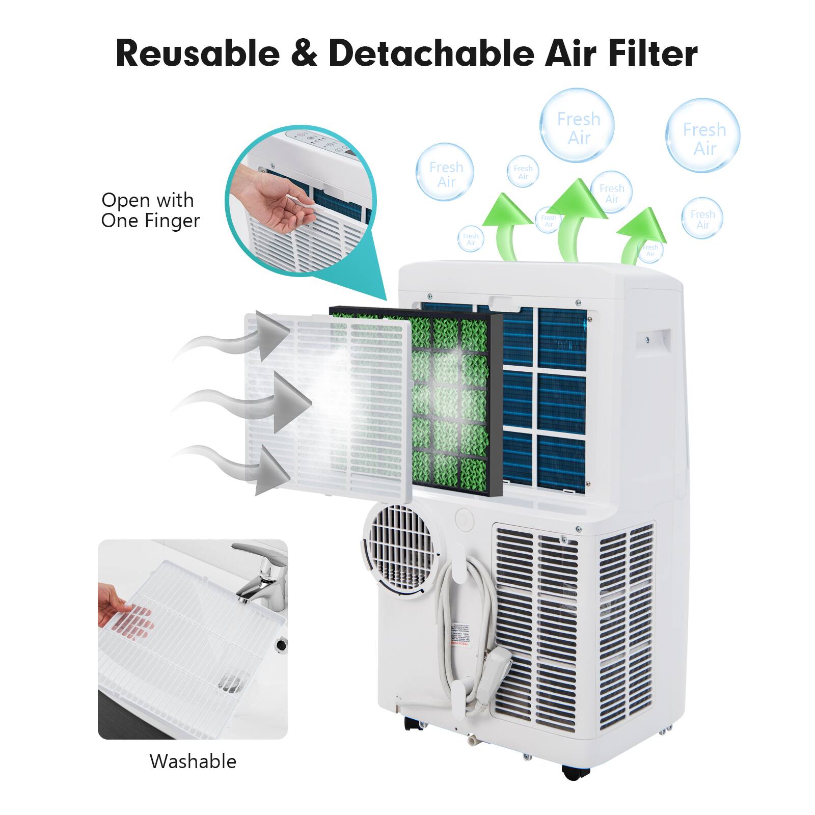 Reusable & Detachable Air Filter

Open with One Finger

Fresh Air

Washable