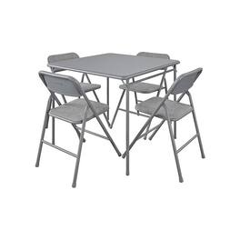 SlickBlue - 5-Piece Square Folding Dining Set with 4 Chairs for Kitchen or Guest Use - Gray