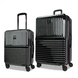 World Traveler - Tonal 2-Piece Lightweight Polycarbonate Hardside Expandable Spinner Luggage Set with TSA Lock (20" & 28") - Onyx