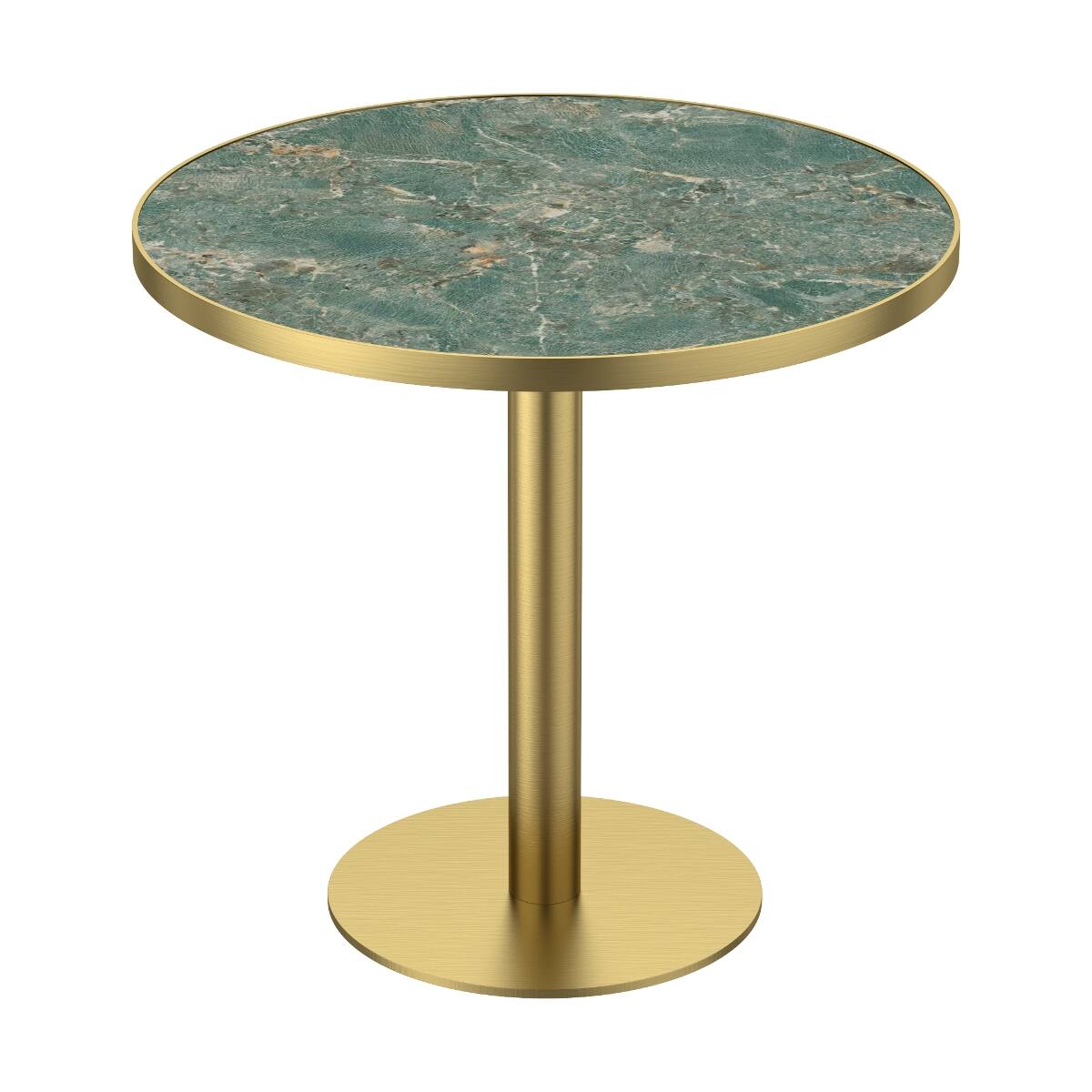 Front. Loheer - Loheer 31.5 inch Round Dining Table with Sintered Stone Tabletop and Gold Tone Base - Green and Gold.