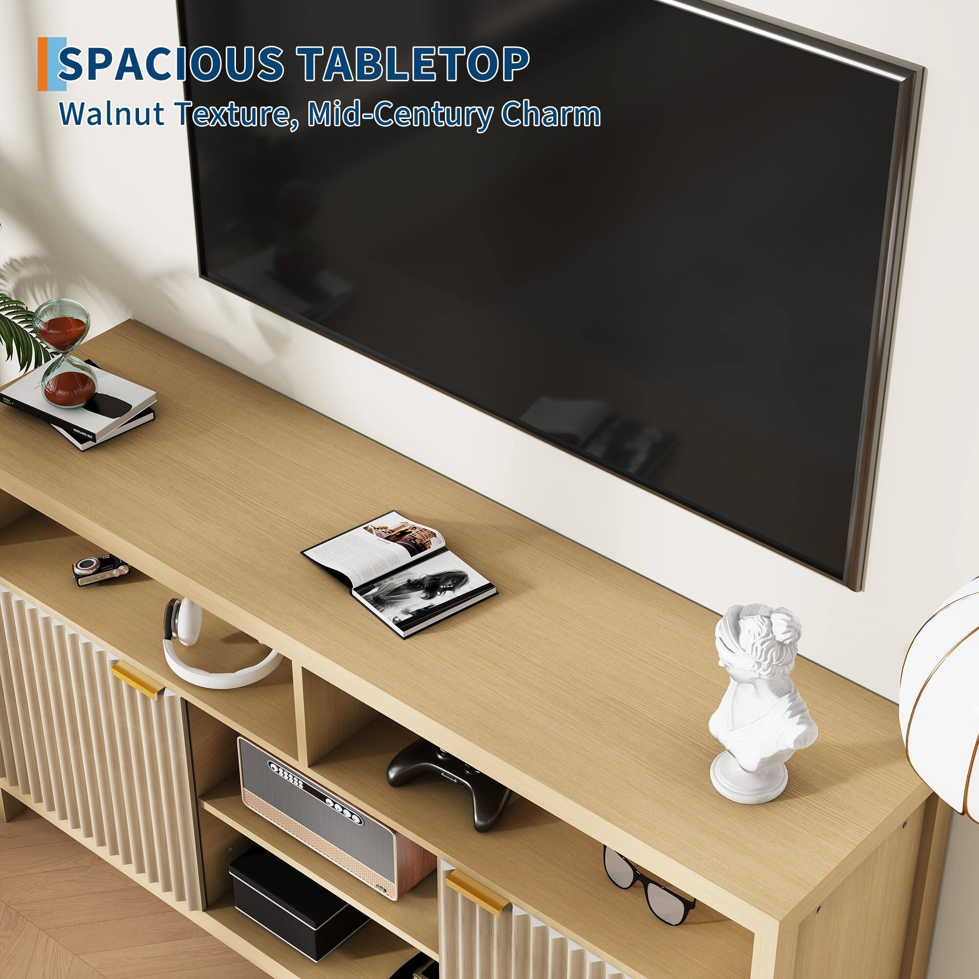 SPACIOUS TABLETOP  
Walnut Texture, Mid-Century Charm