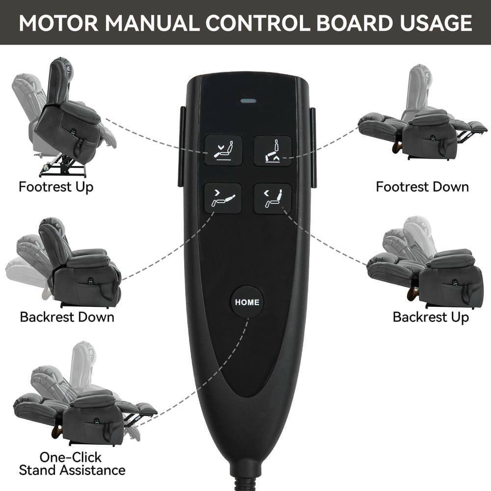 MOTOR MANUAL CONTROL BOARD USAGE

- Footrest Up
- Footrest Down
- Backrest Down
- Backrest Up
- One-Click Stand Assistance