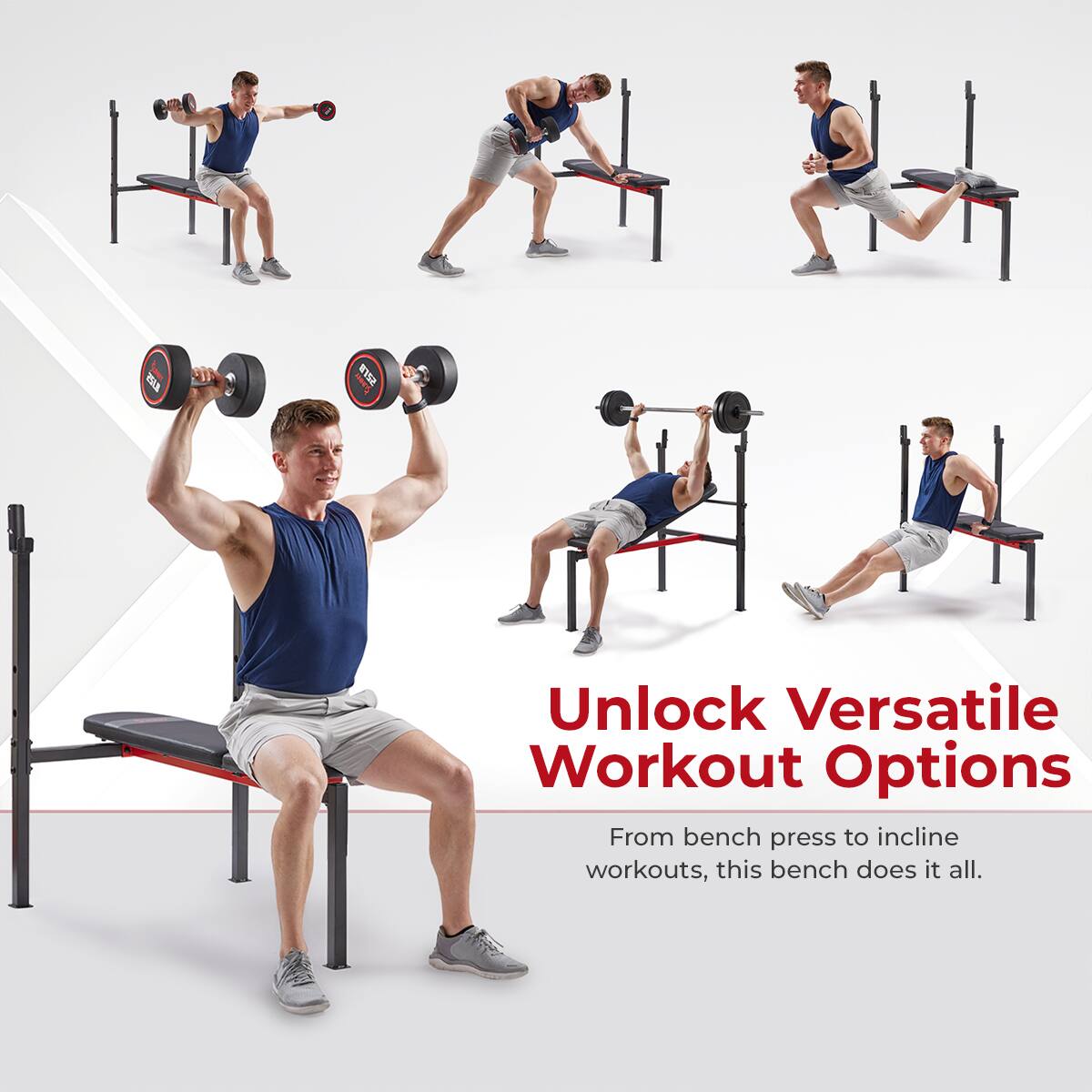 T z528 Unlock Versatile Workout Options
From bench press to incline workouts, this bench does it all.