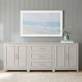 Martha Stewart - Lily Pond 2-Piece Modular Cabinet and 3-Drawer Base Cabinet Set with Premium Hardware, Soft-Close Doors - Sharkey Gray/Brushed Stainless Steel Hardware