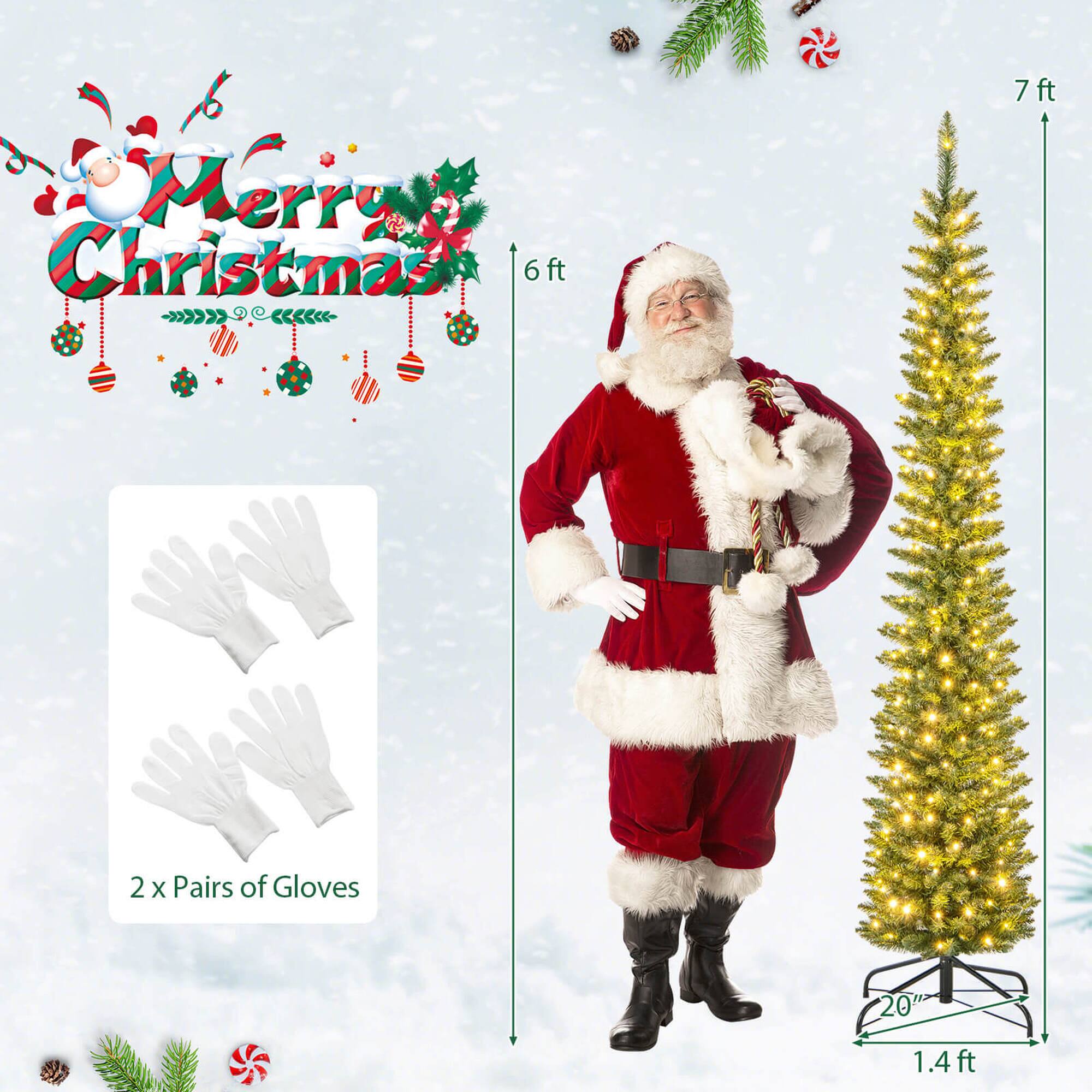 7ft Merry Christmas  
6ft  
2 x Pairs of Gloves  
20"  
1.4ft