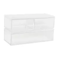 Martha Stewart - Brody Premium Clear Plastic Storage Bins MDF Lids-2-SM/1-MED - Clear/White - Front_Zoom