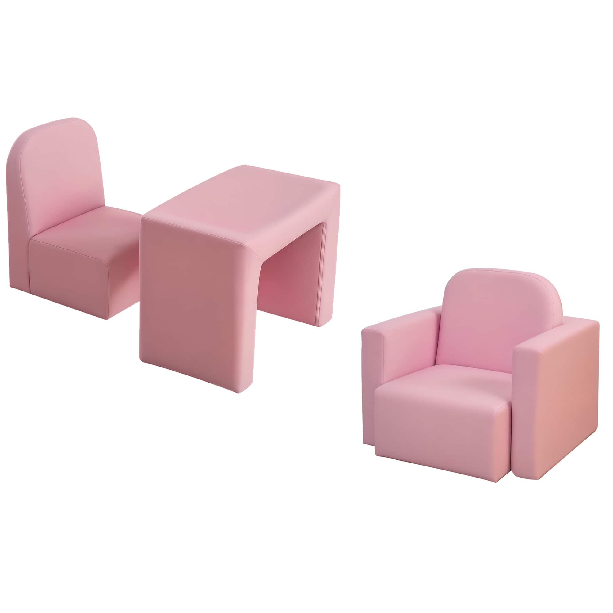 Qaba - 2-in-1 Multifunctional Kids Sofa Convertible Table and Chair Set for Boys Girls - Pink price history on PriceWatchPro