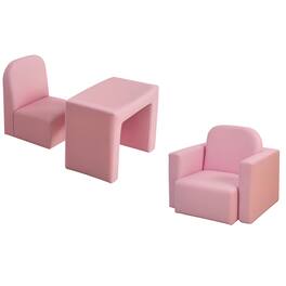 Qaba - 2-in-1 Multifunctional Kids Sofa Convertible Table and Chair Set for Boys Girls - Pink
