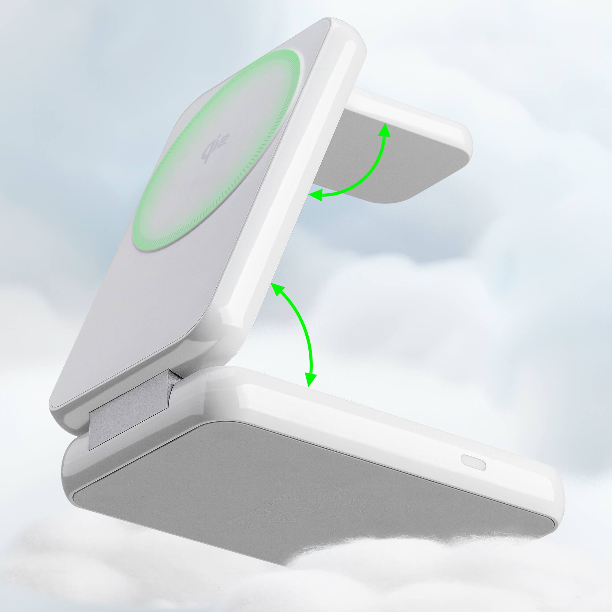 Alt View 6. iVANKY - 3 in 1 Foldable High-Speed Wireless Charging Station MagSafe Magnetic Stand - white.