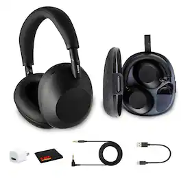 Sony - WH-1000XM6 Wireless Noise Canceling Overhead Headphones With USB Wall Adapter and Cleaning Cloth Bundle