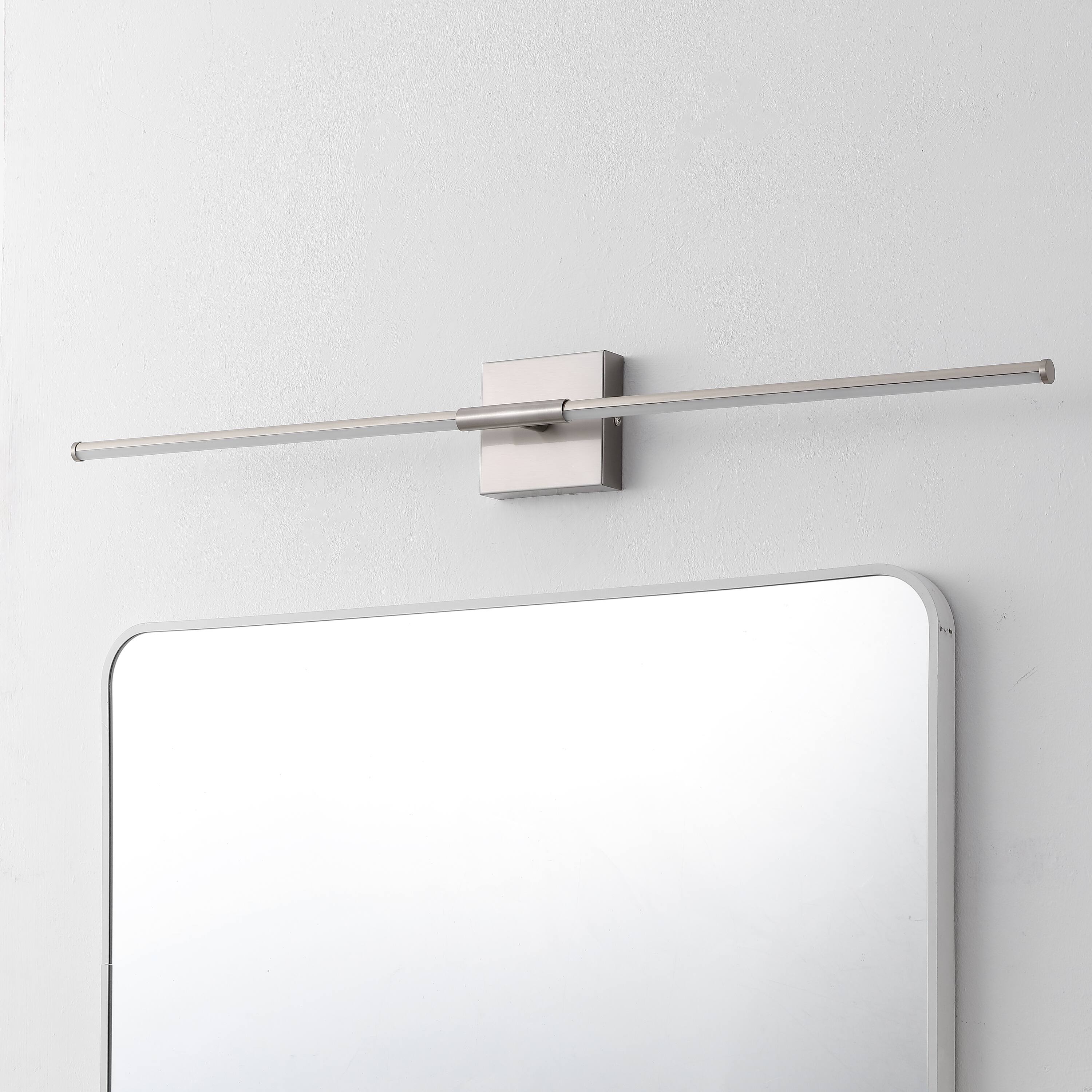 Alt View 10. Jonathan Y - McKenna 32" Modern Minimalist Dimmable Integrated LED Metal Wall Sconce, Nickel - Nickel.