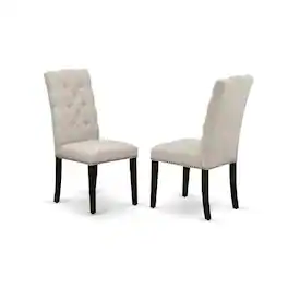 East West Furniture - Dining Chair Wirebrushed Black - Brown