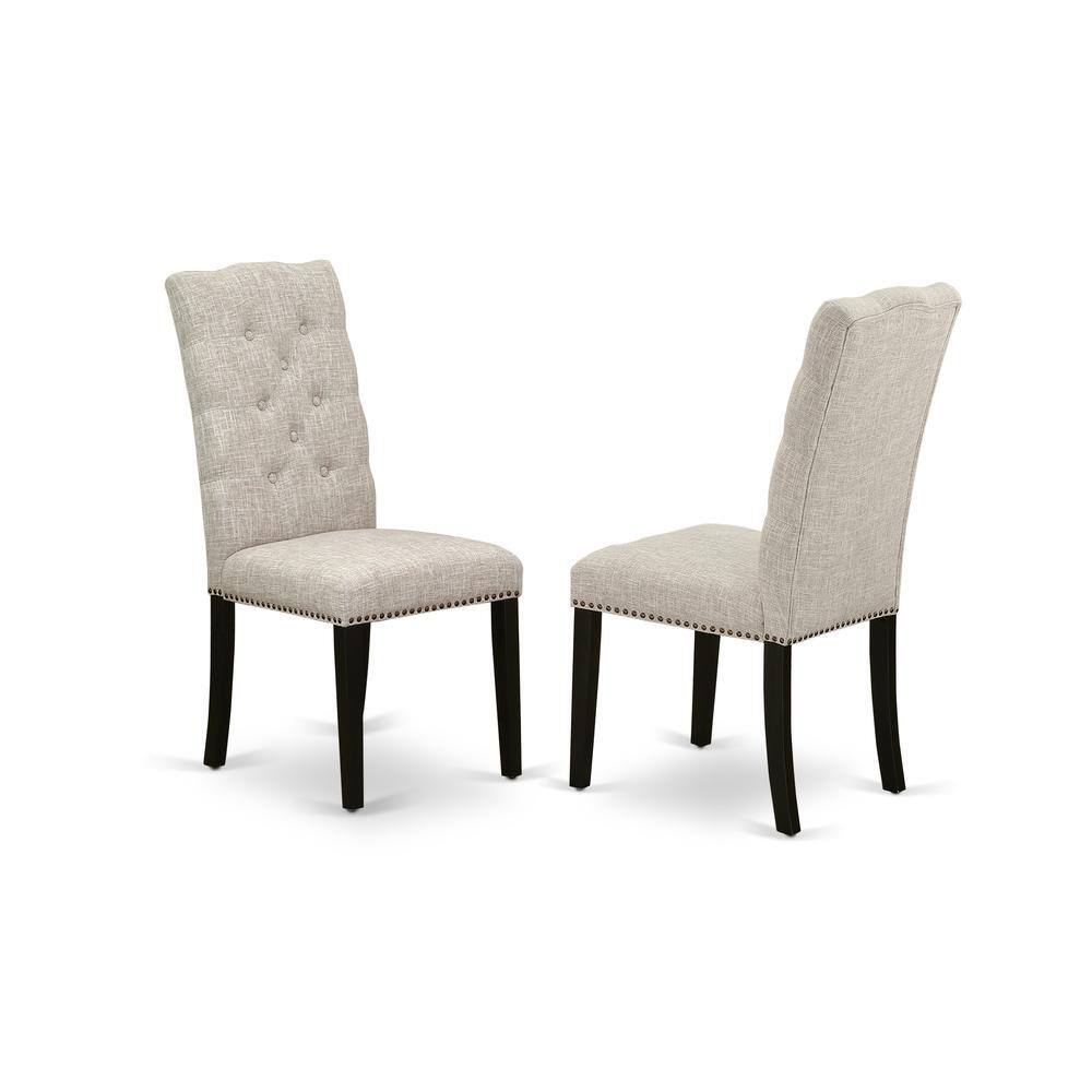 Front. East West Furniture - Dining Chair Wirebrushed Black - Brown.