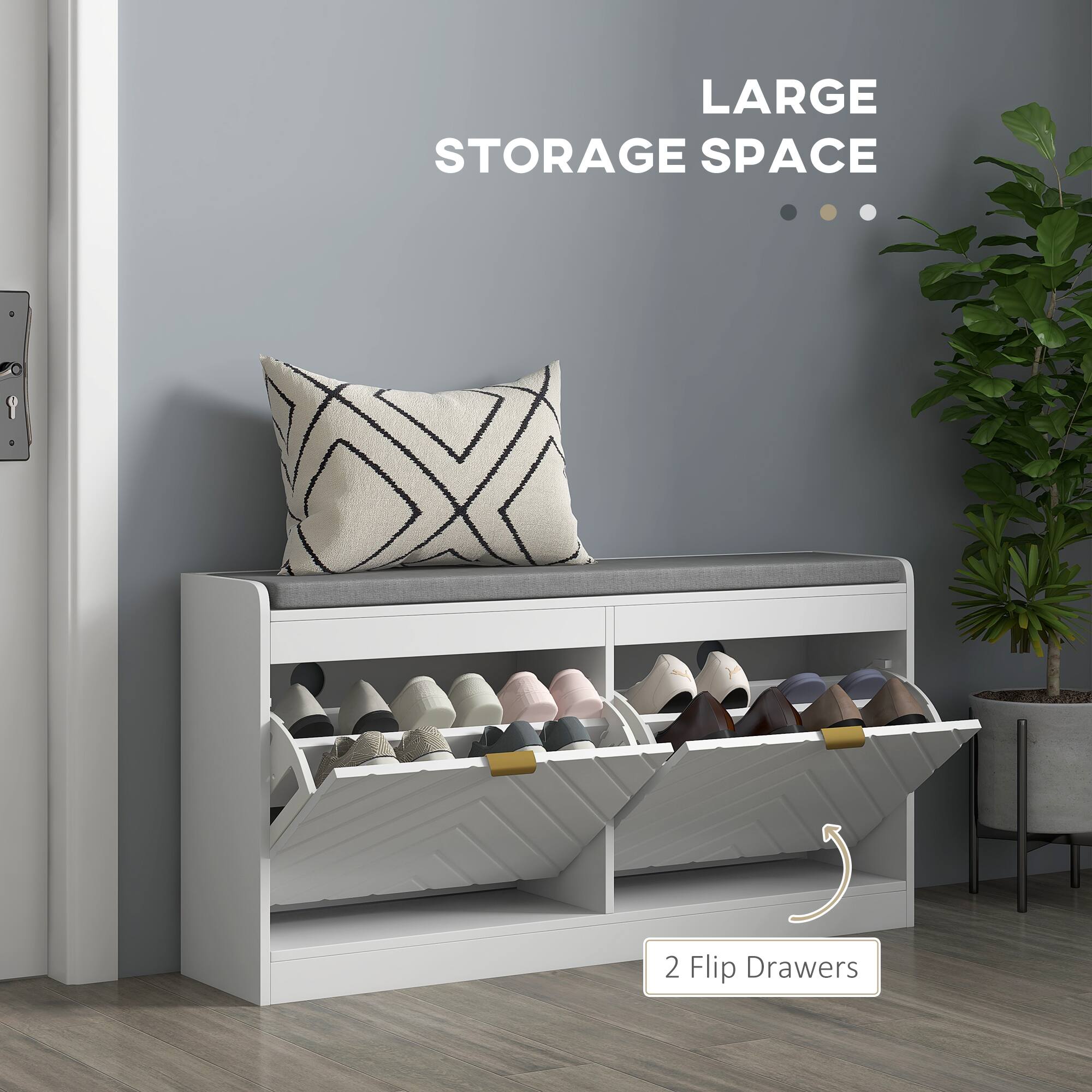 LARGE STORAGE SPACE
2 Flip Drawers