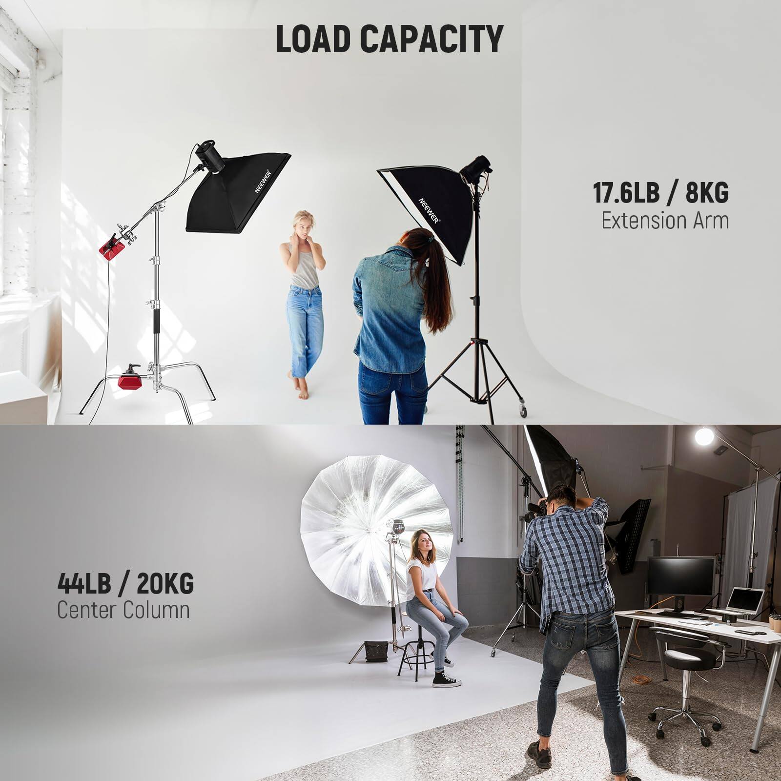 Neewer Heavy Duty Stainless Steel C Stand with Boom Arm SC172