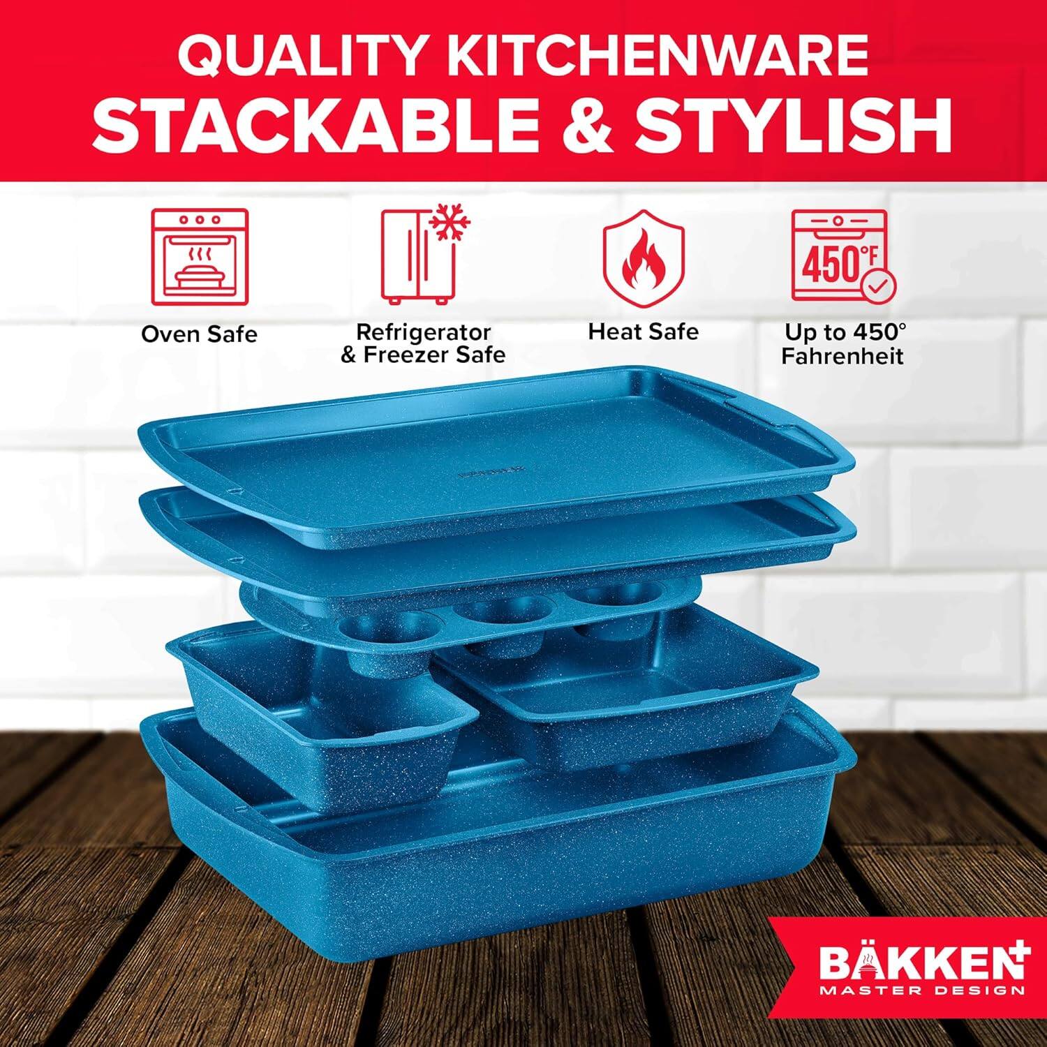 QUALITY KITCHENWARE STACKABLE & STYLISH

450°F
Oven Safe
Refrigerator & Freezer Safe
Heat Safe
Up to 450° Fahrenheit
BÄKKEN MASTER DESIGN