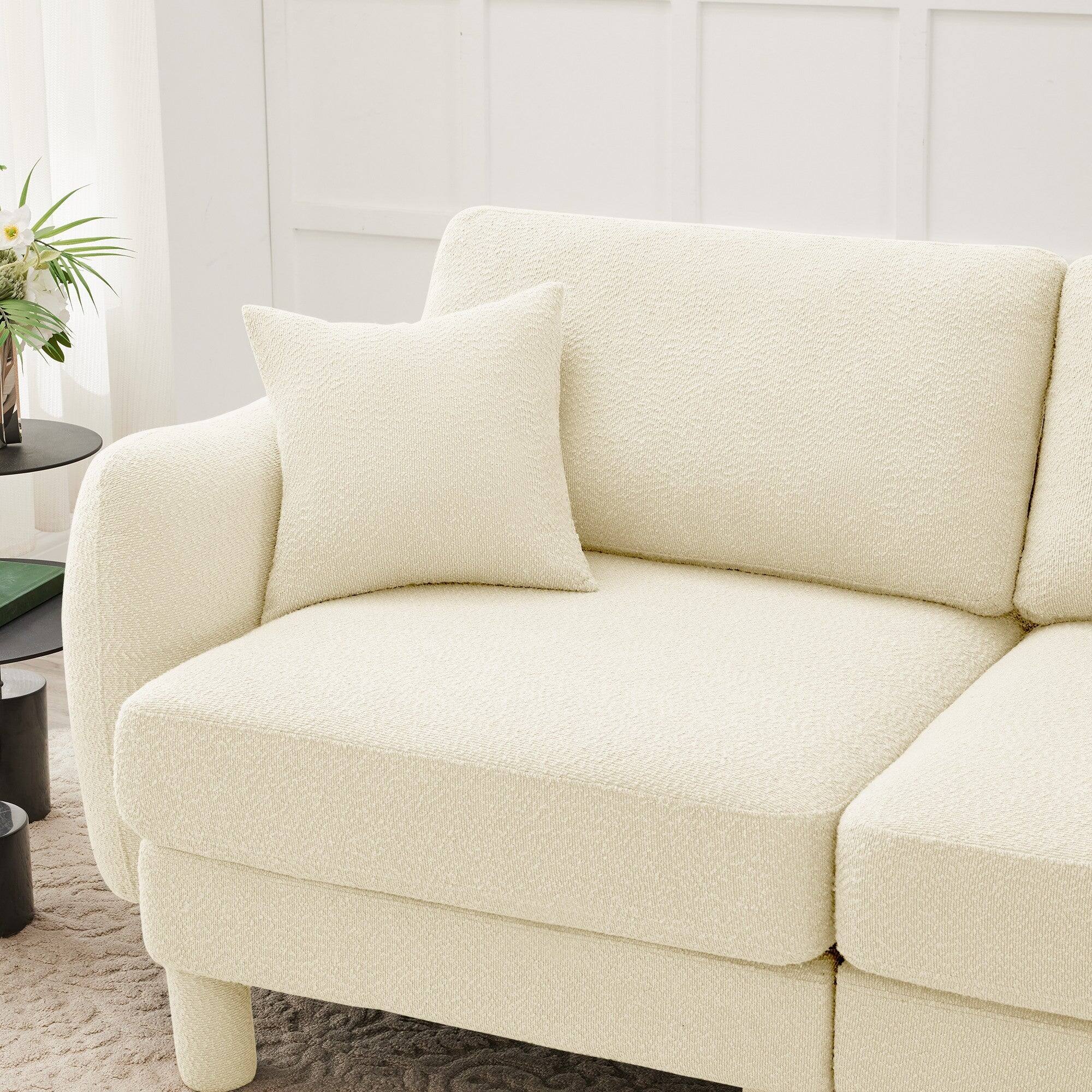 Alt View 9. Boyel Living - Boucle Fabric 2 Seat Sectional Loveseat Sofa - Beige.