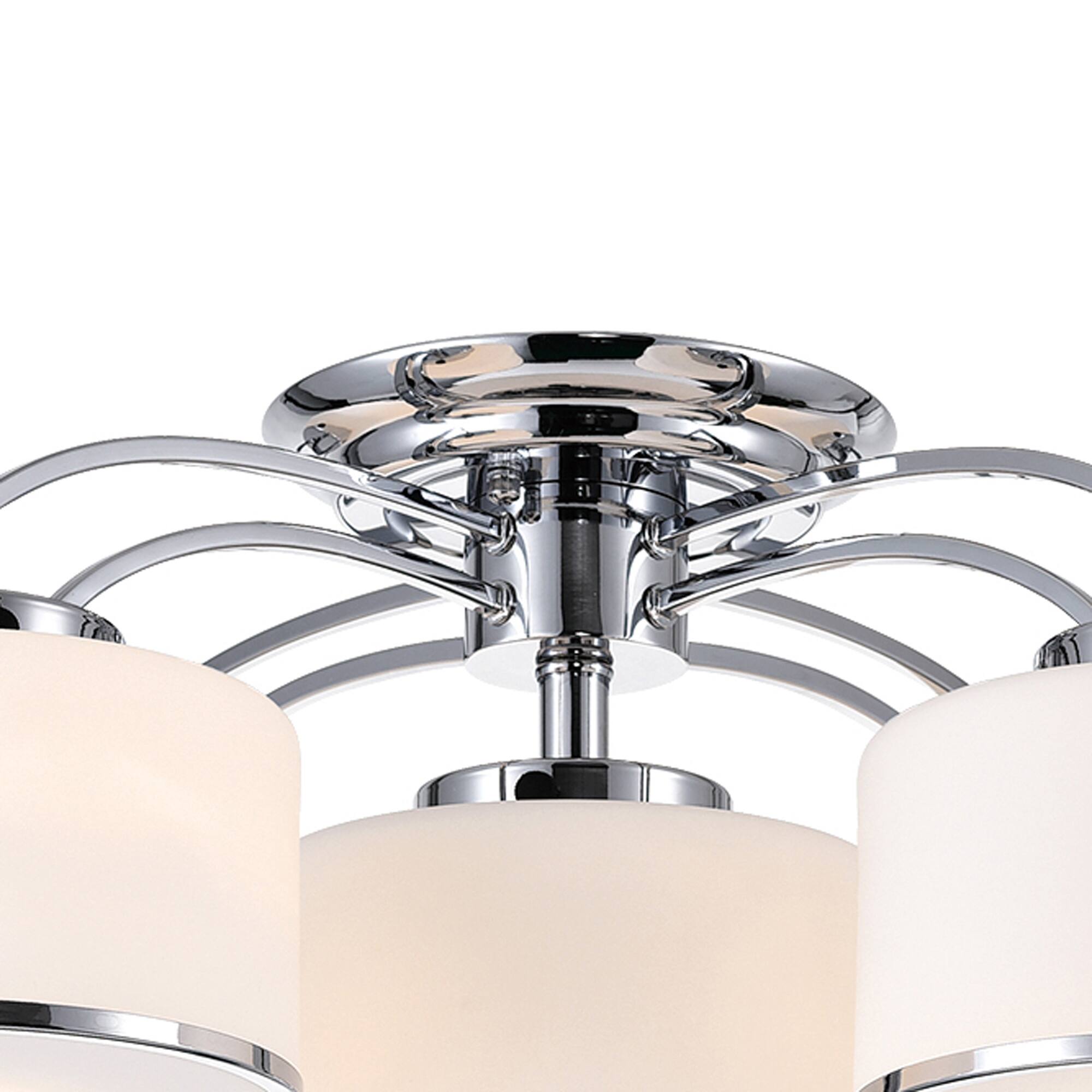 Back. CWI Lighting - Frosted 5 Light Drum Shade Flush Mount With Chrome Finish - Chrome.