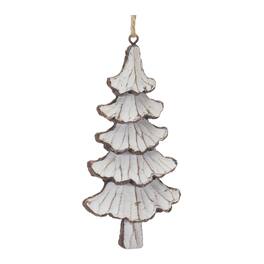 BreeBe - Carved Pine Tree Ornament (Set of 12) - Cream, Brown
