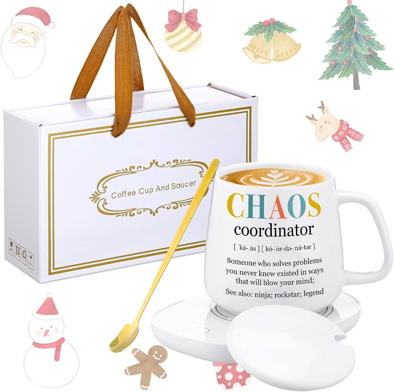 Schertz - Coffee Mug Warmer Set – Desk Use, Gift Ready, White - color: white Style: Chaos
