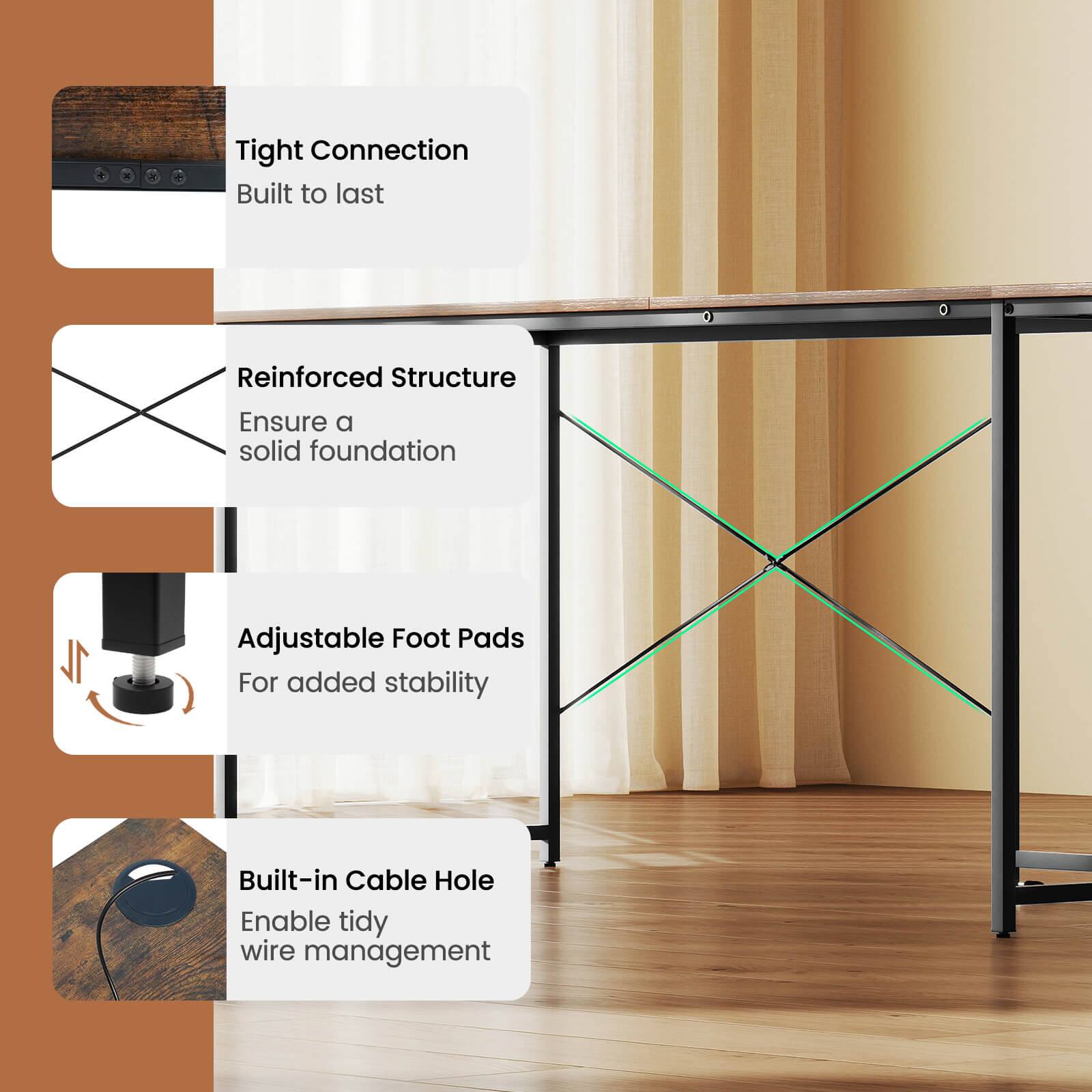 Tight Connection Built to last
Reinforced Structure Ensure a solid foundation
Adjustable Foot Pads For added stability
Built-in Cable Hole Enable tidy wire management