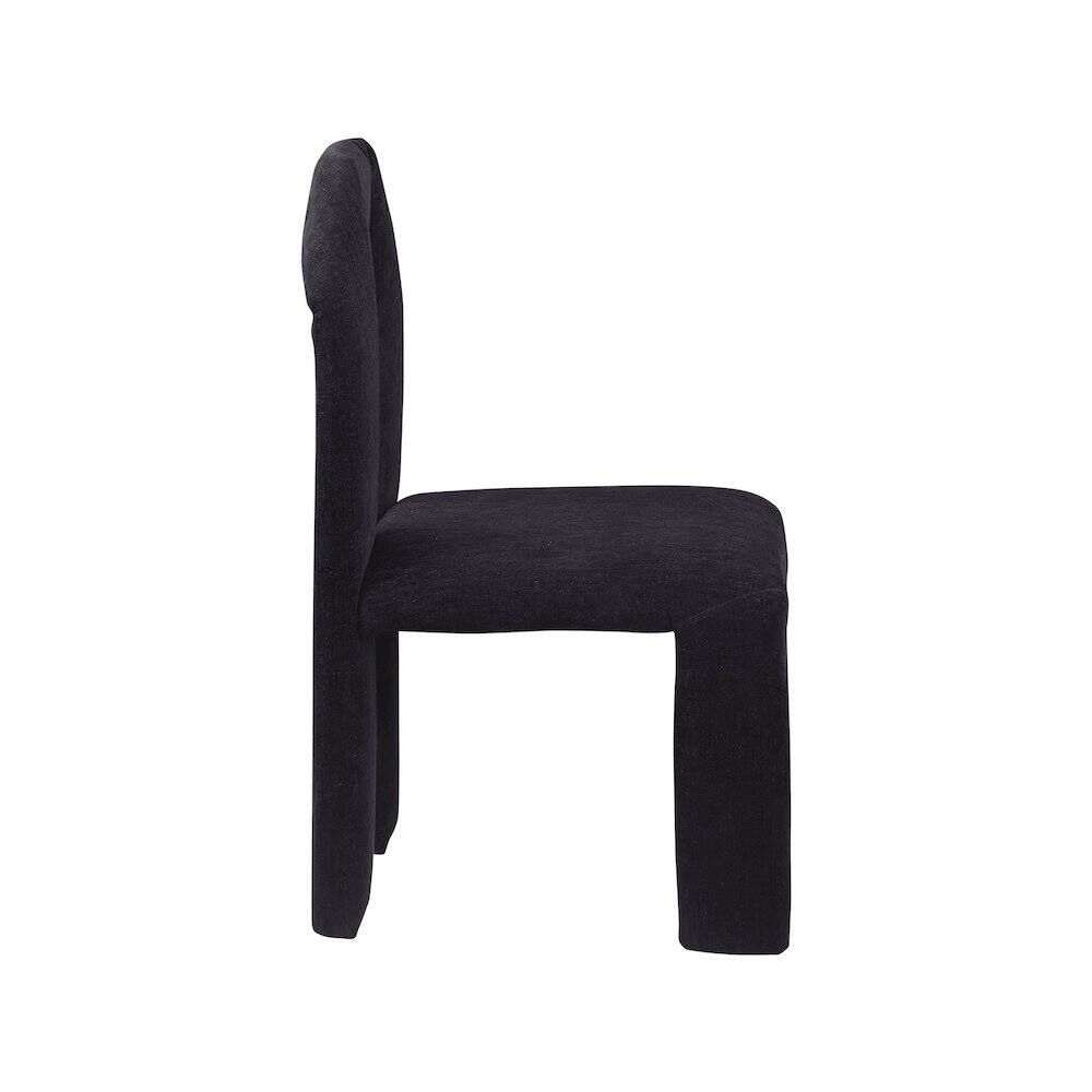 Alt View 2. Meridian Furniture - Bennett Black Chenille Fabric Dining Chair, Set of 2 - Black.