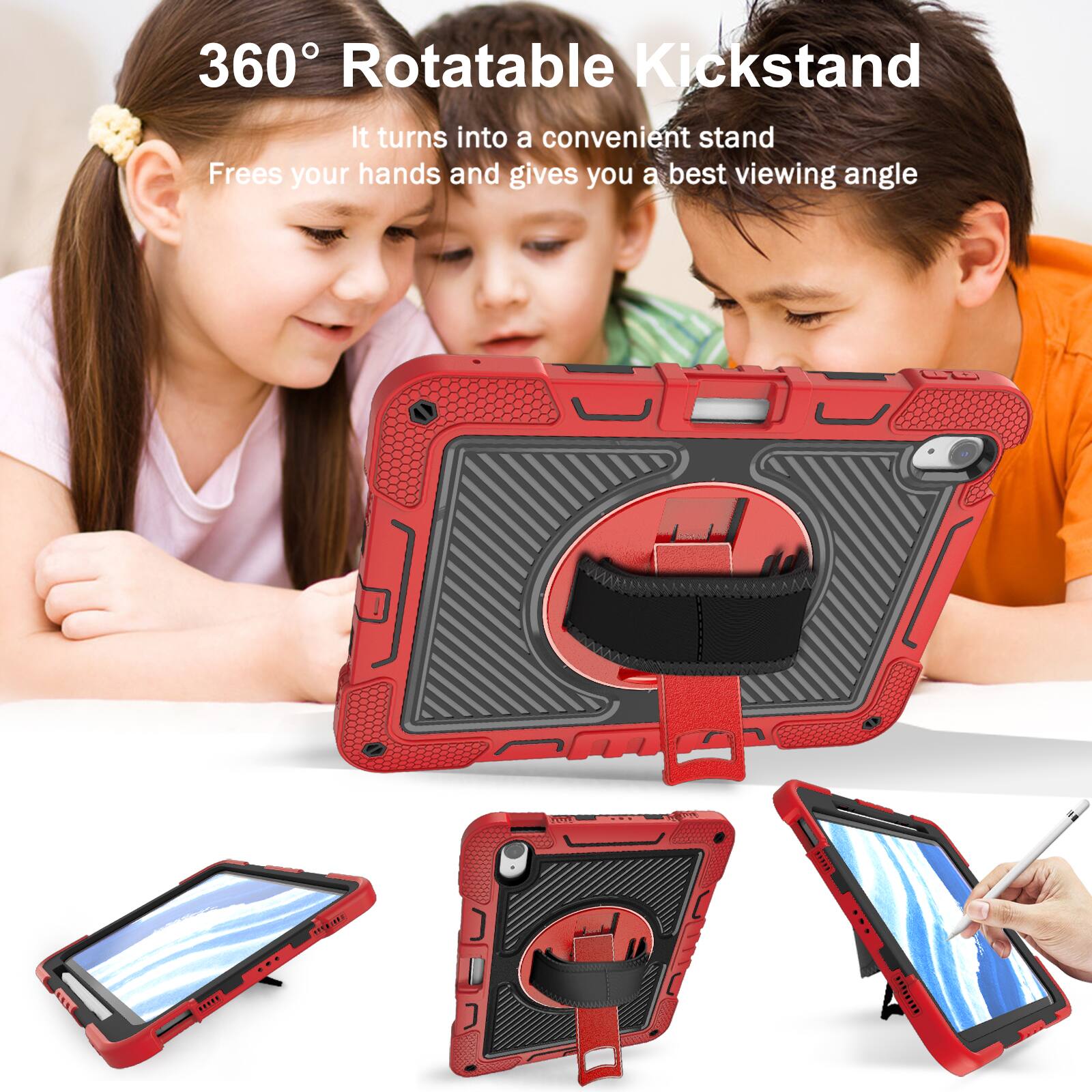 360° Rotatable Kickstand  
It turns into a convenient stand  
Frees your hands and gives you a best viewing angle