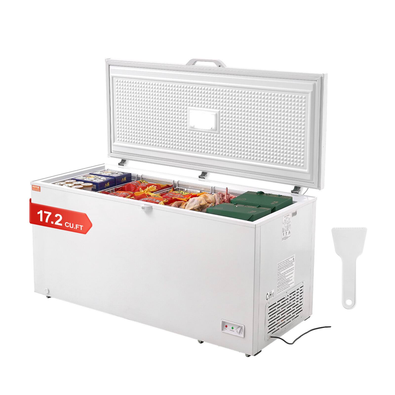 VEVOR - Chest Freezer, 17 Cu.ft Freestanding Top Open Door Commercial Chest Freezers,Large Deep Freezer with 4 Removable Baskets - White