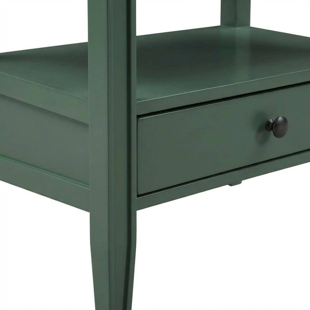 Alt View 1. FurniFact - Vintage Green Storage Nightstand with Poplar Solids and Plywood Storage Space - Vintage Green.