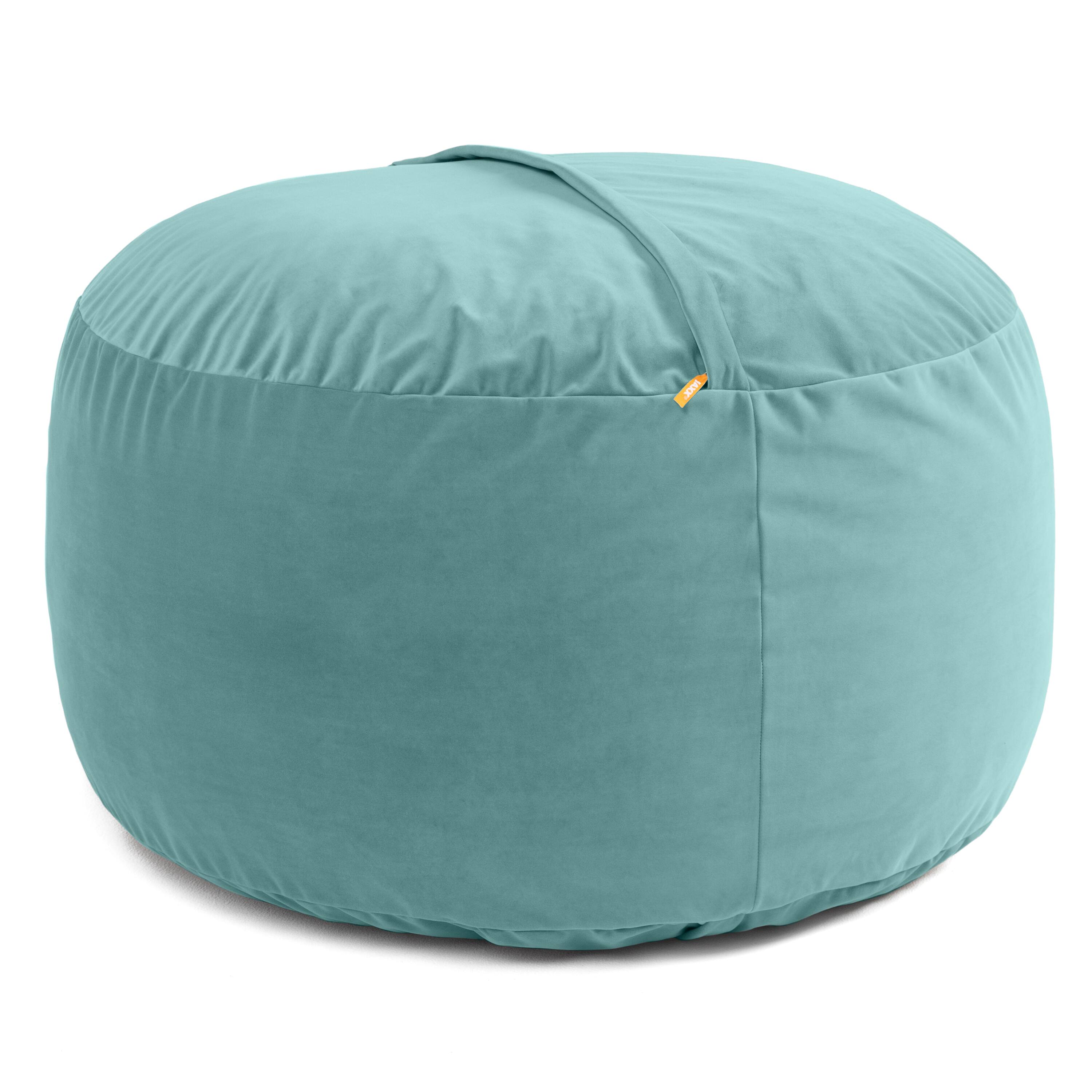 Jaxx - 4 Foot Saxx - Large Round Bean Bag Chair for Adults - Lush Velvet Turquoise