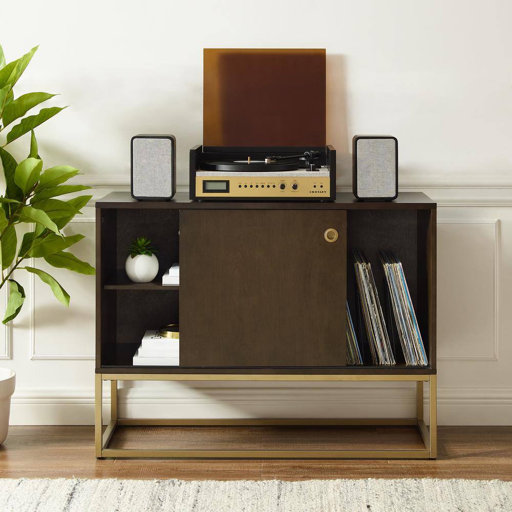 Alt View 10. Crosley Furniture - Byron Record Storage Media Console - Dark Brown.