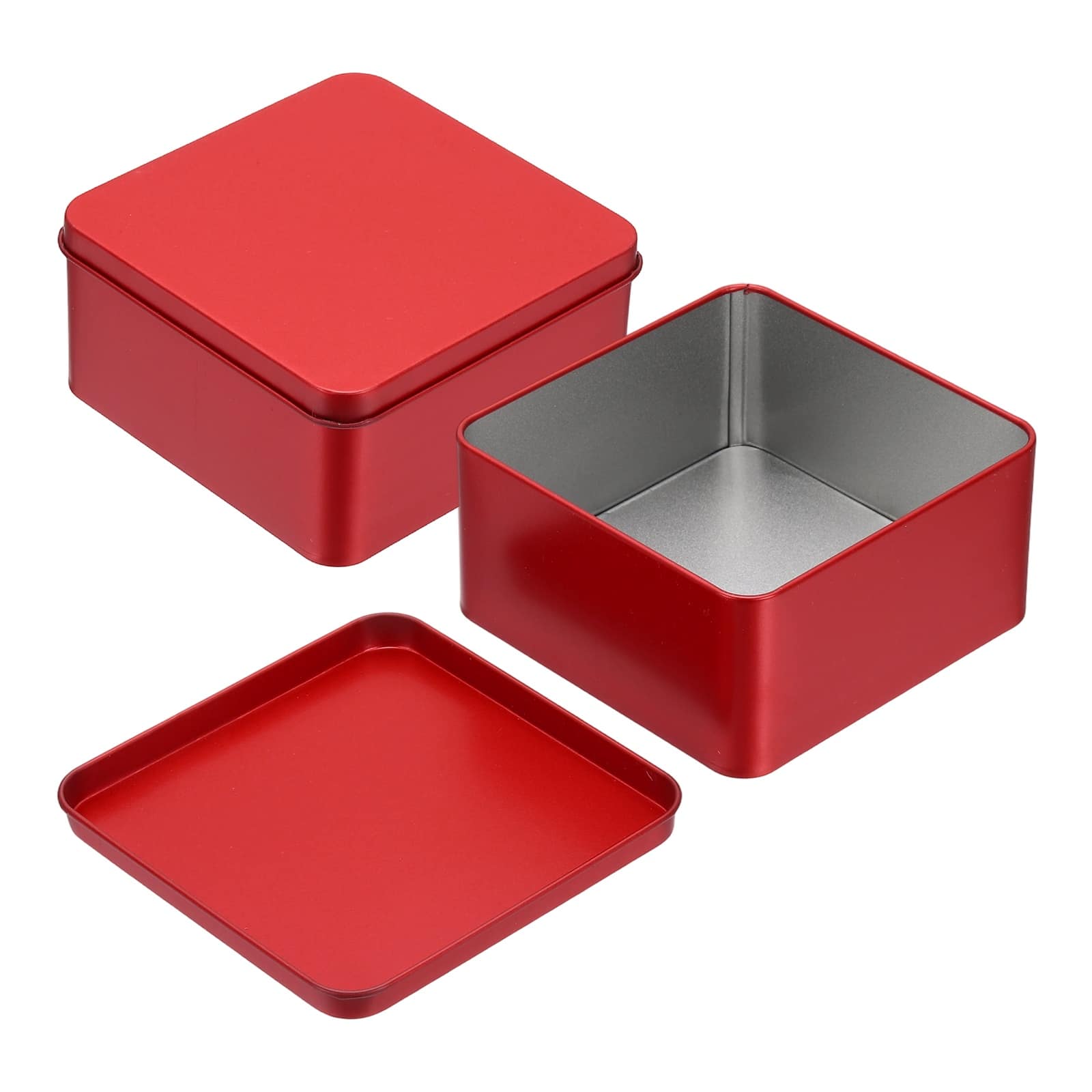 "Unique Bargains - 2pcs Metal Tin Box, 4.5x2.2"" Square Tinplate Lid, Portable Storage Candy Jars for Valentine's Day, Candle Jewelry - Red" price history on PriceWatchPro