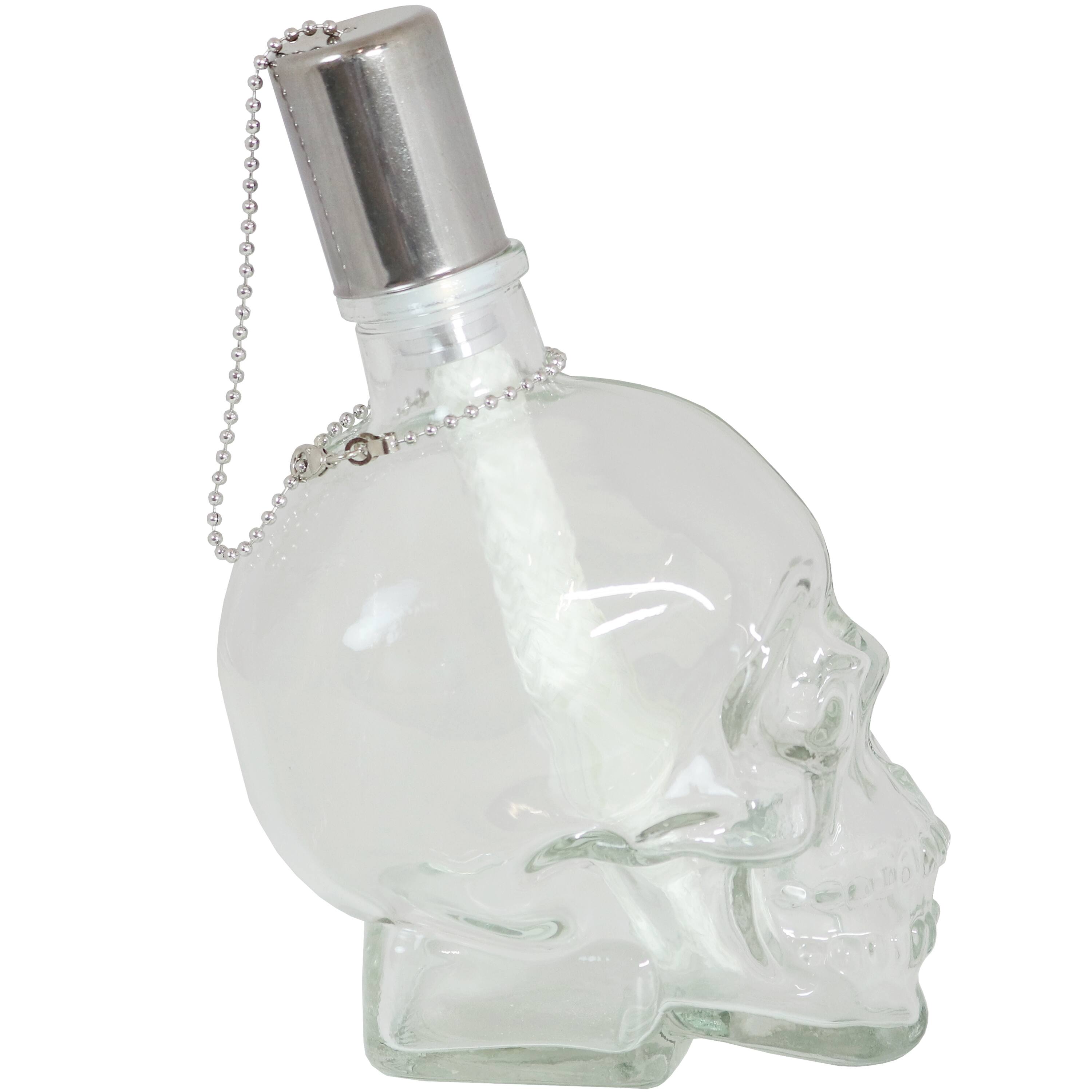 Alt View 8. Sunnydaze - Glass/Aluminum Grinning Skull Tabletop Torches - Set of 4 - Clear.