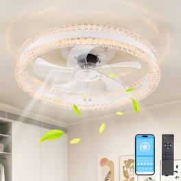 TinyHomie - 20 Luxury Double Ring LED Ceiling Fan with Light Modern Flush Mount