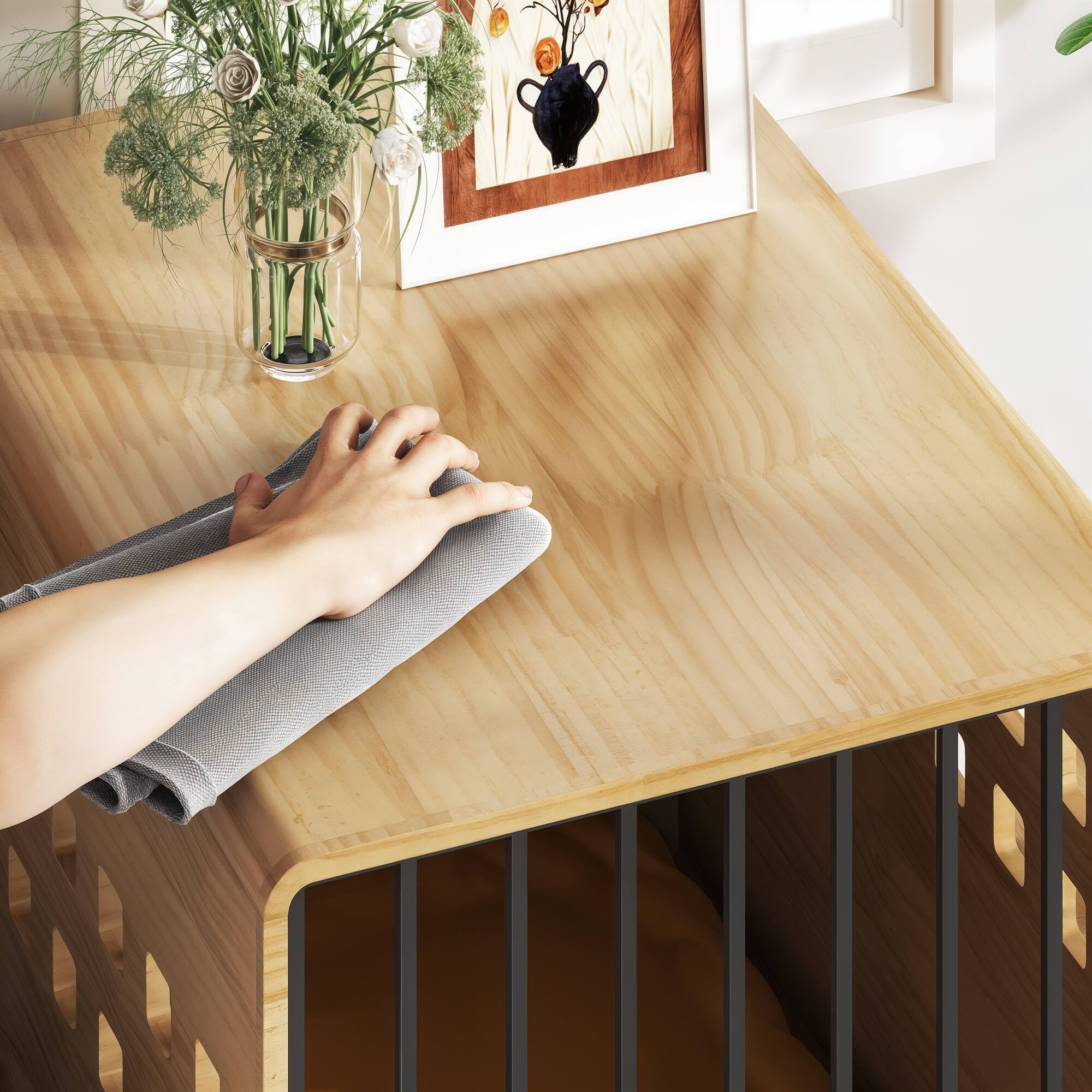 Alt View 1. Famapy - Solid Wood Dog Crate Furniture for Small Dogs – Indoor Pet Kennel with End Table Design, Ventilation & Safety Features.