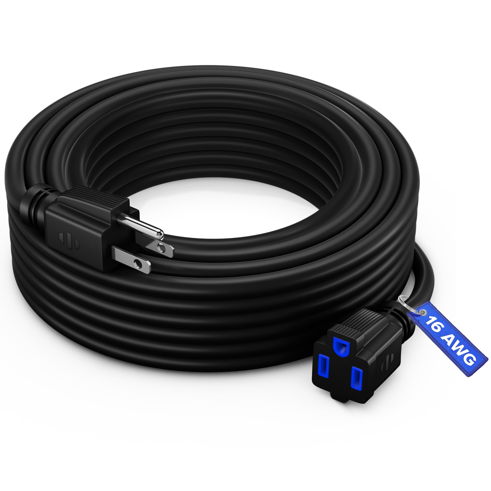 Front. Maximm - Extension Cord 30 Ft – Indoor & Outdoor Power Cords, 16 AWG SJTW, Heavy Duty, ETL Listed - BLACK blue.