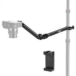 Neewer - Overhead Camera Mount Arm with Phone Clip - Flexible 22" Arm for Desk, Ring Light & Mic