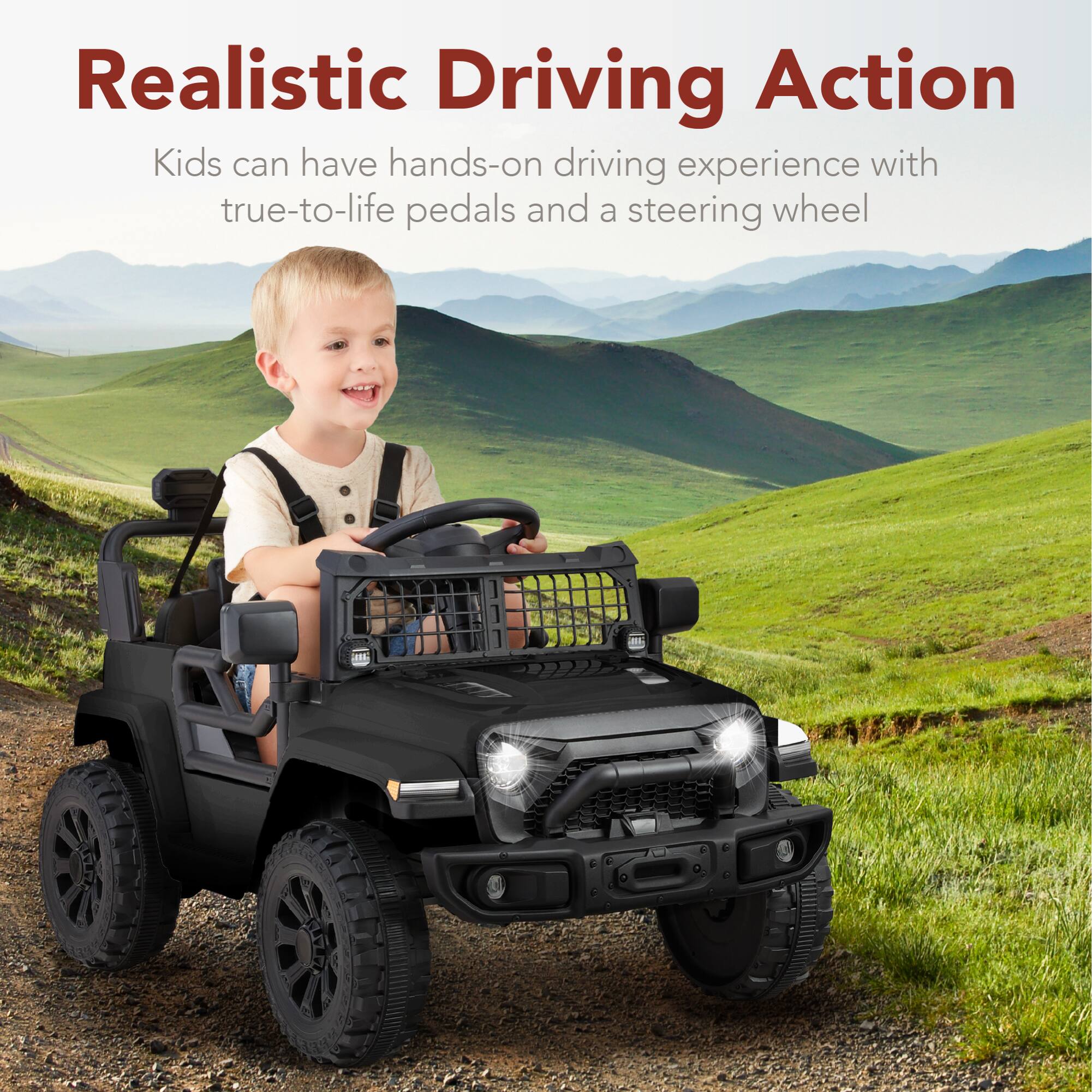 Realistic Driving Action

Kids can have hands-on driving experience with true-to-life pedals and a steering wheel
