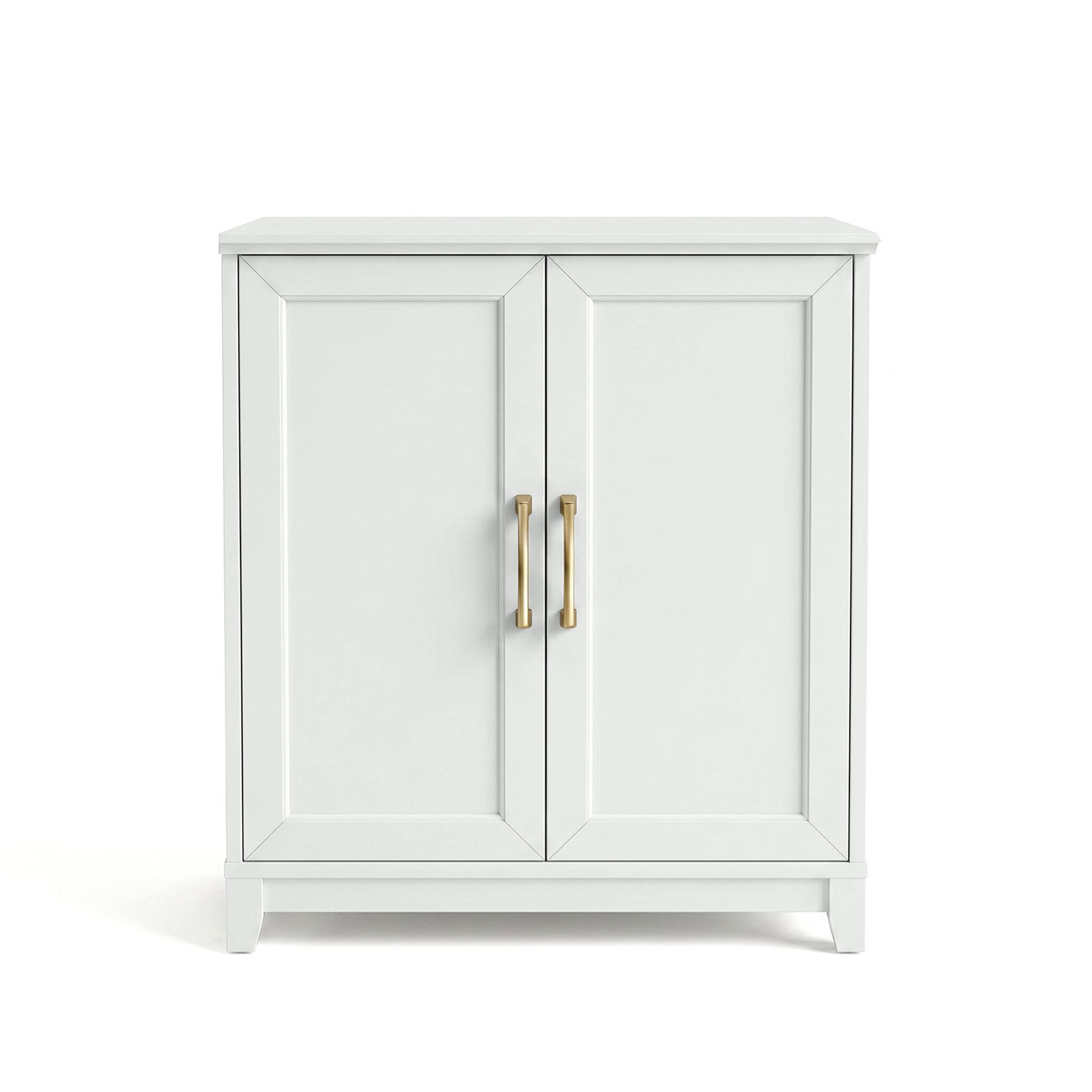Alt View 10. Martha Stewart - Bedford Set of 2 Modular Storage Cabinets with Adjustable Shelf, Soft-Close Doors, Solid Wood Frames and Legs - White Frame/Gold Hardware.