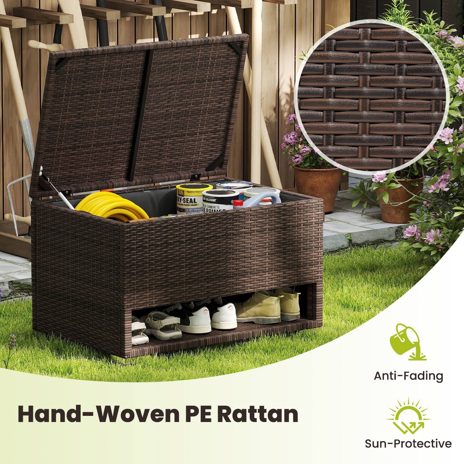 Hand-Woven PE Rattan

Anti-Fading

Sun-Protective