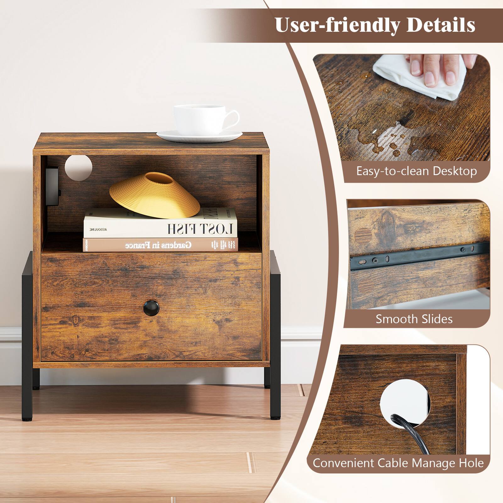 User-friendly Details

Easy-to-clean Desktop

ASSOULINE - FISH LOST France in Gardens III

Smooth Slides

Convenient Cable Manage Hole