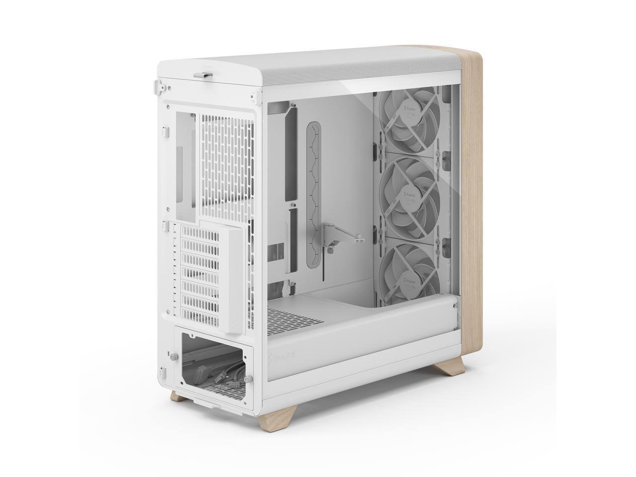 Alt View 4. Fractal Design - Fractal Design Summit Chalk White TG Light Oak PC Case - Tempered Glass, 3 Momentum 14 Fans, ATX/E-ATX/mATX/ITX Support - Chalk White.