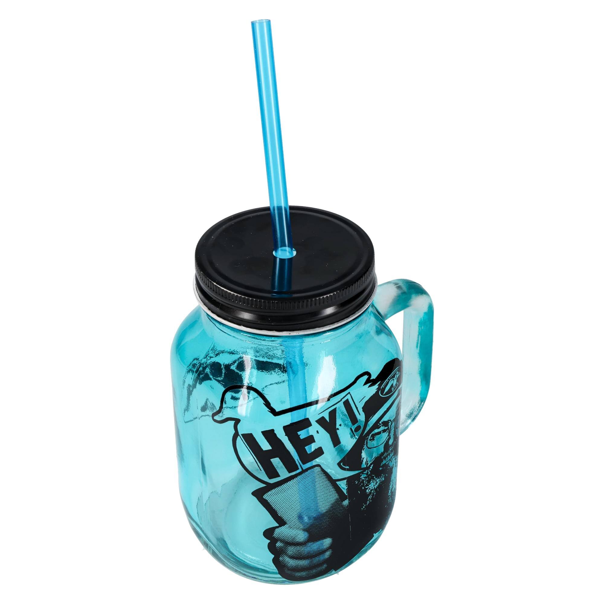 Alt View 10. Just Funky - Duck Commander Si Hey 16oz Blue Mason Jar Mug w/ Straw - Blue.