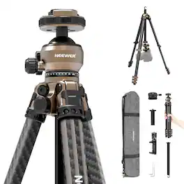 Neewer - Carbon Fiber Travel Tripod, 61", Low-Profile Ball Head, 22lb, LT39
