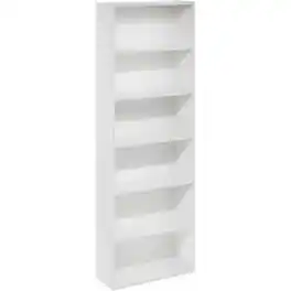 FurniFact - Wooden Book Shelf with Six Tiers of Wooden Shelves for Home Storage - White