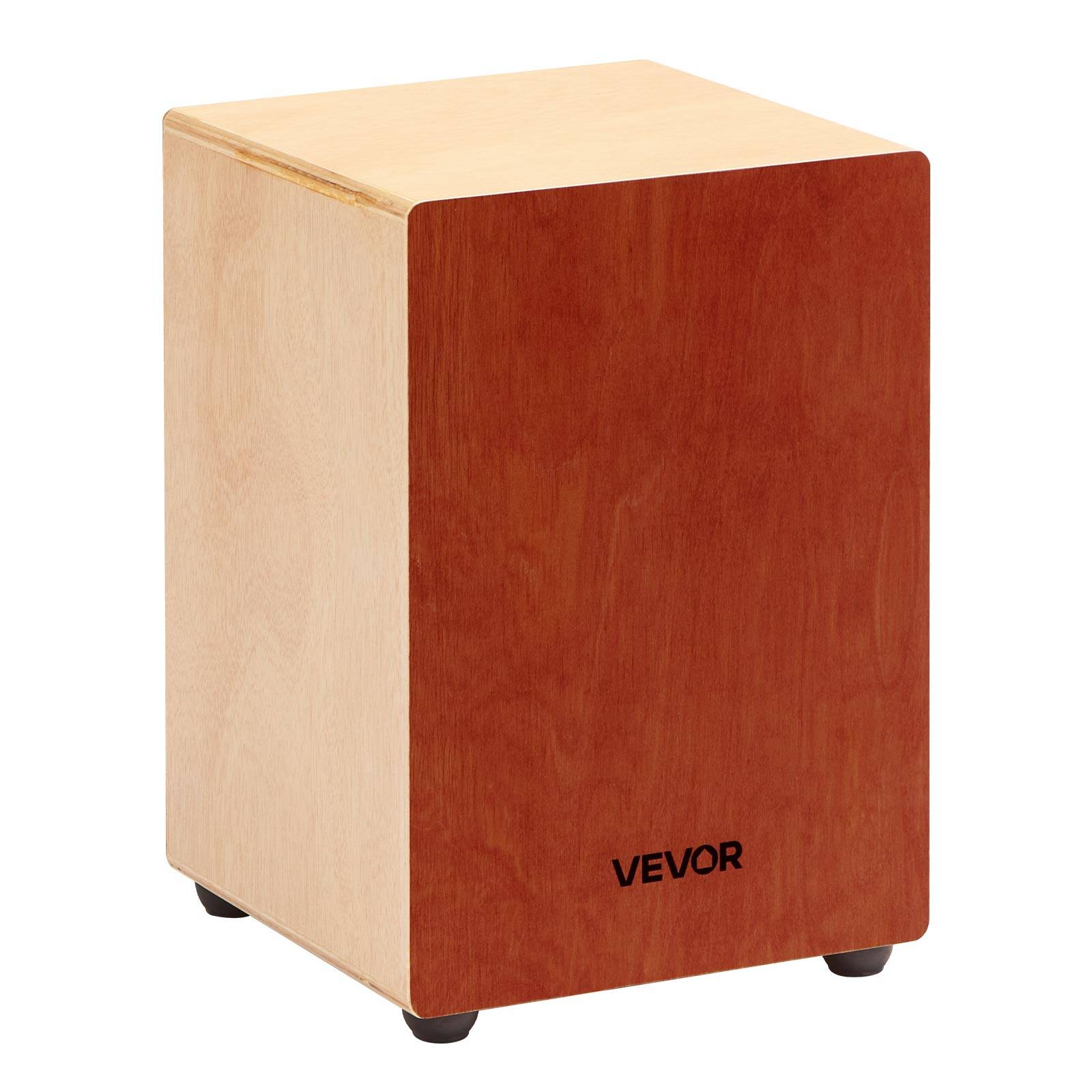 Alt View 5. VEVOR - Cajon Box Drum,with Internal Guitar Strings,Lightweight Wooden Percussion Box,Portable Birch Wood Drum - Mahogany + Poplar.