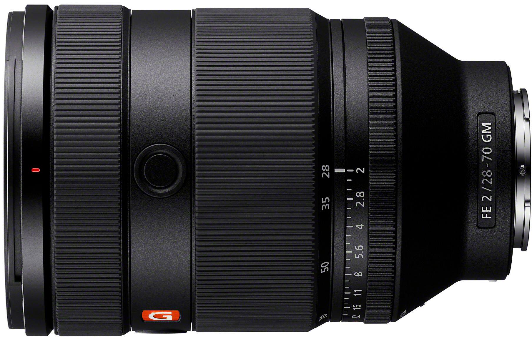 The text on the image reads: "28 - - 2 - - - 2.8 35 - 4 GM /28-70 2 FE 50 5.6 8 G OL 11 16 21 2216." This text appears to be a description of the lens, which is a 28-70mm zoom lens. The numbers and letters provide information about the lens's specifications, such as its focal length, aperture, and other features.