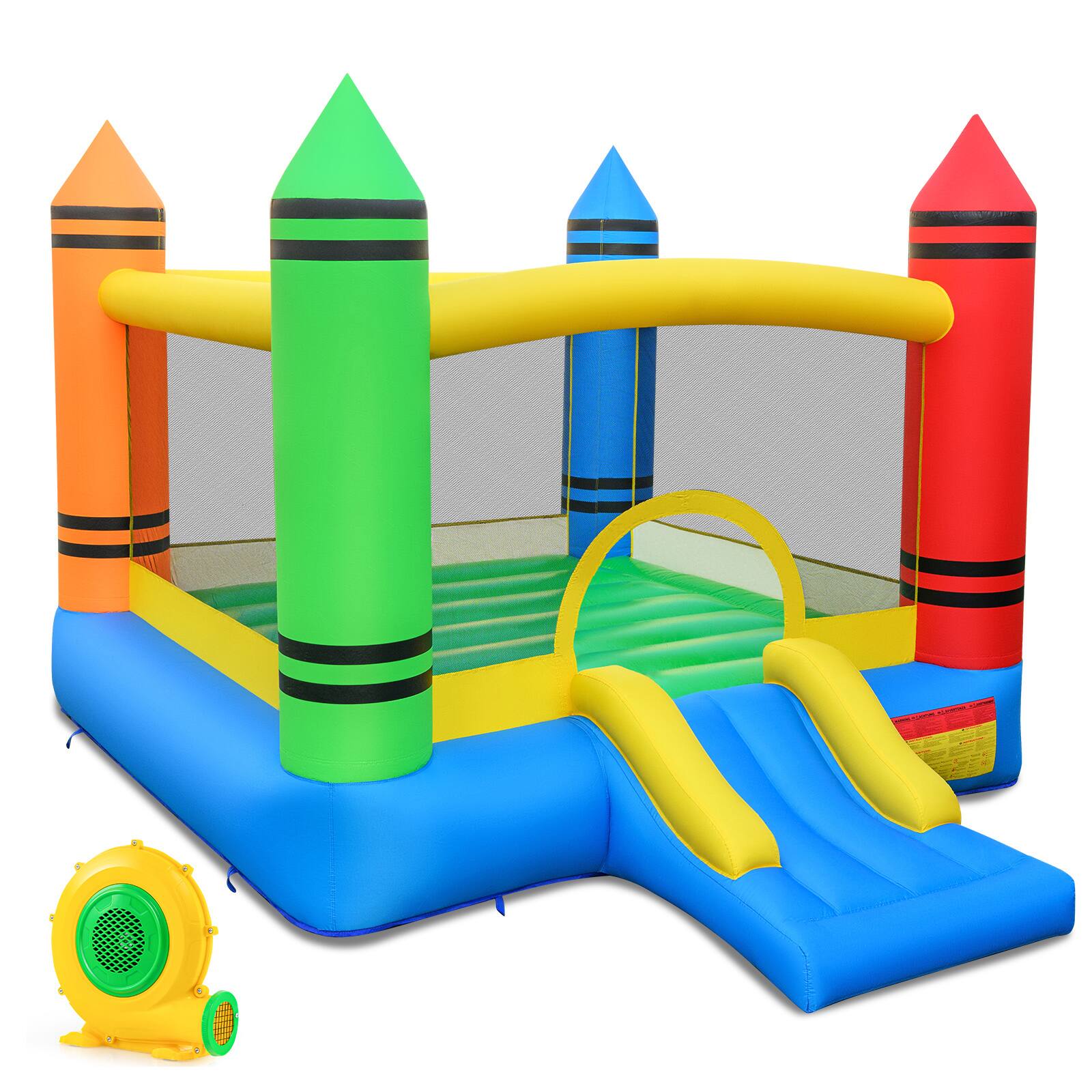 Alt View 9. Gymax - Gymax Inflatable Bounce House w/Slide & Large Jumping Area 550W Blower for Backyard - Multicolor.