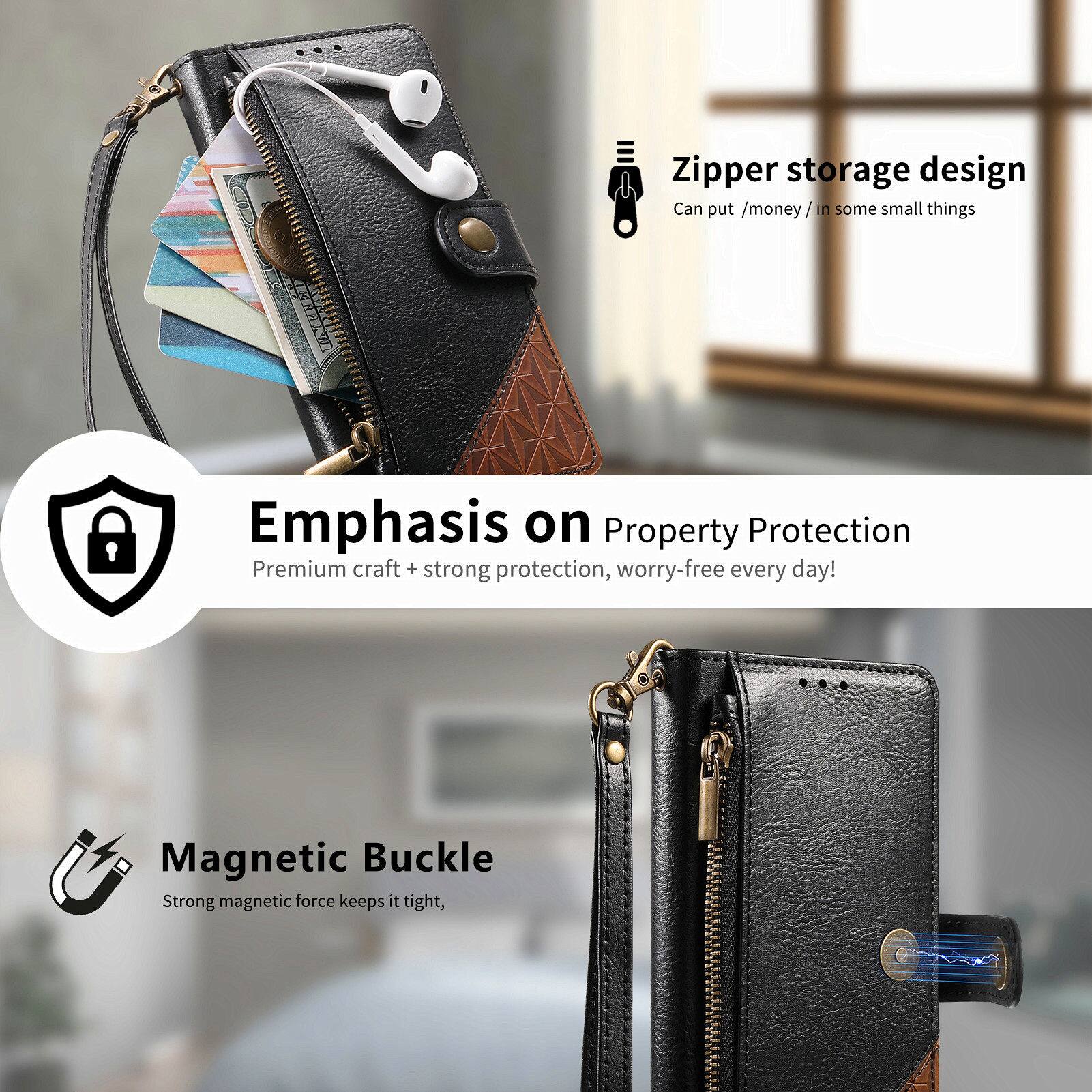 Zipper storage design  
Can put /money/ in some small things  

Emphasis on Property Protection  
Premium craft + strong protection, worry-free every day!  

Magnetic Buckle  
Strong magnetic force keeps it tight,