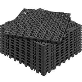 VEVOR - Modular Interlocking Cushion, 12 Pack 12" x 12" Splicing Drainage Mats, Soft PVC Interlocking Drainage Floor Tiles - Black
